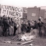 Striking miners in Cumnock in the 80s
