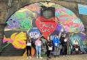 The five youngsters were delighted with their finished mural