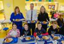 The trio of councillors joined pupils for Christmas lunch